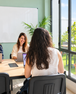 Meeting room with terrace access at Cink Coworking, Madrid, included with our offices for rent